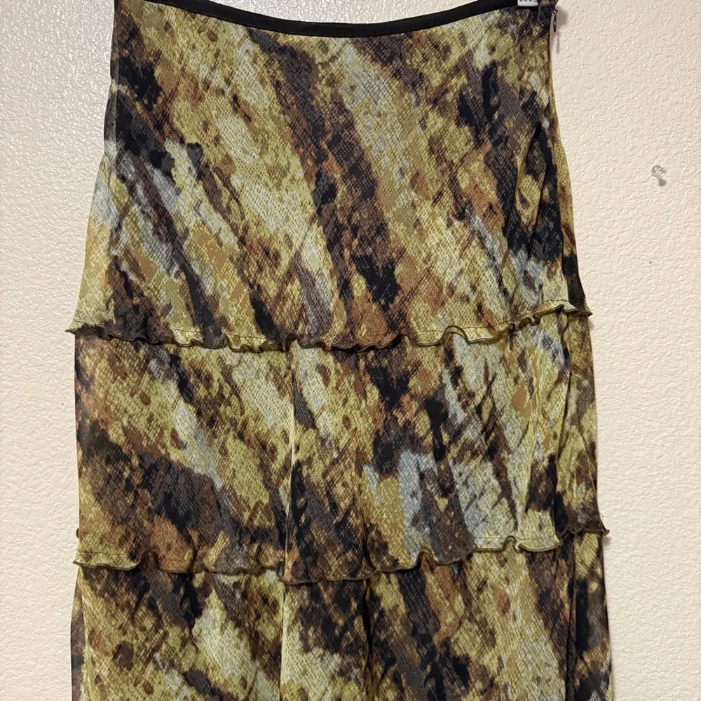 NIC+ZOE Tiered Boho Maxi Skirt in Earth Tones Zipper‎ Side Size 6